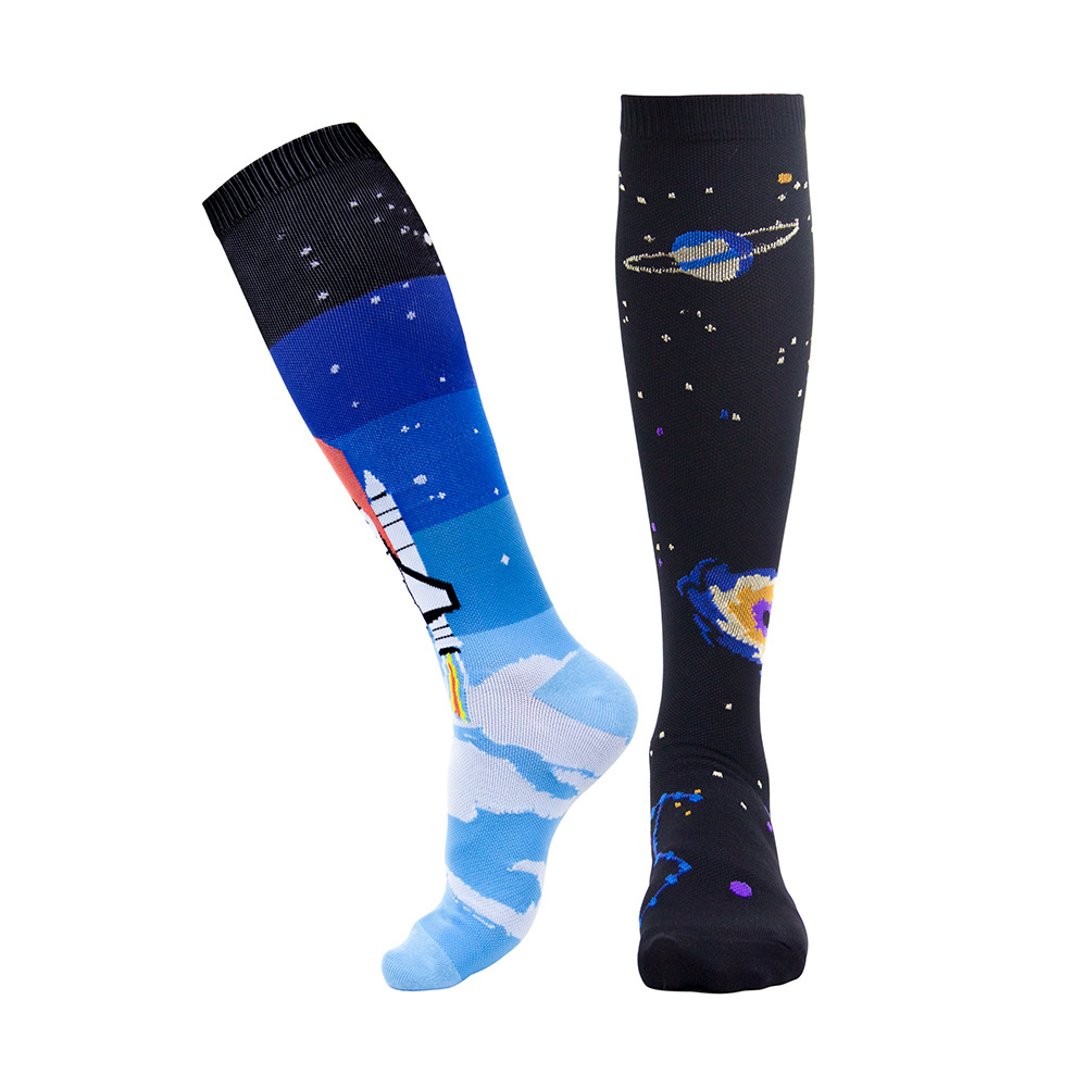 Rocket Space 20-30 mmHg Graduated Compression Socks Running Riding Absorbent Non-slip Compression Stockings